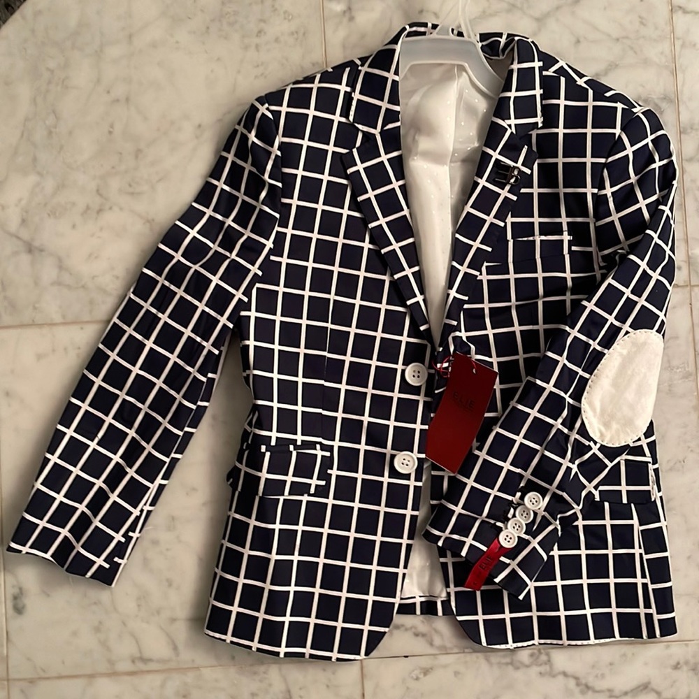 Elie Balleh NWT Boys Windowpane Blazer | Size L